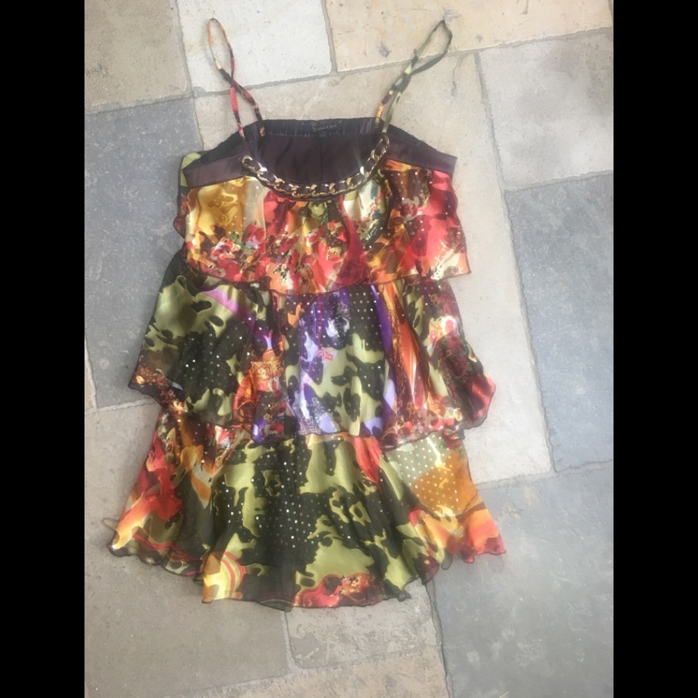 Flounced, vibrant, beautiful mini dress. Size M.